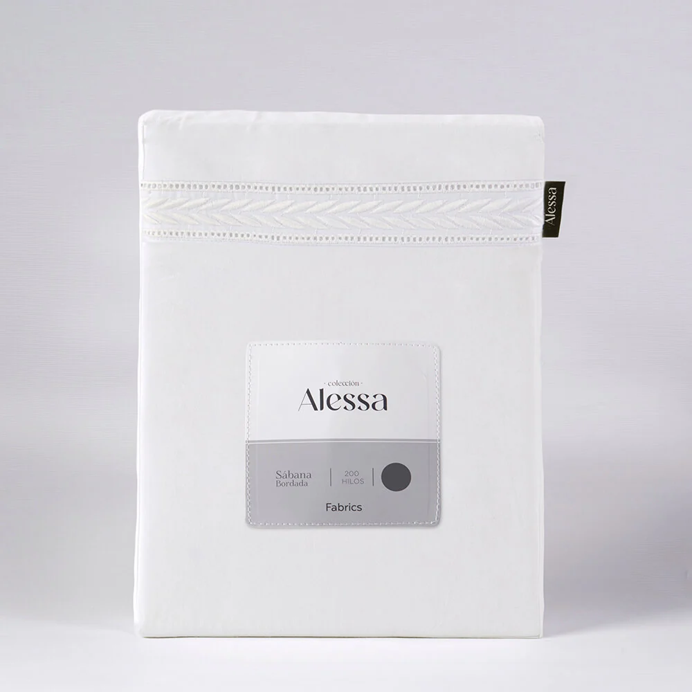 Sábana 200 Hilos Bordadas Espiga King Blanca - Image 3