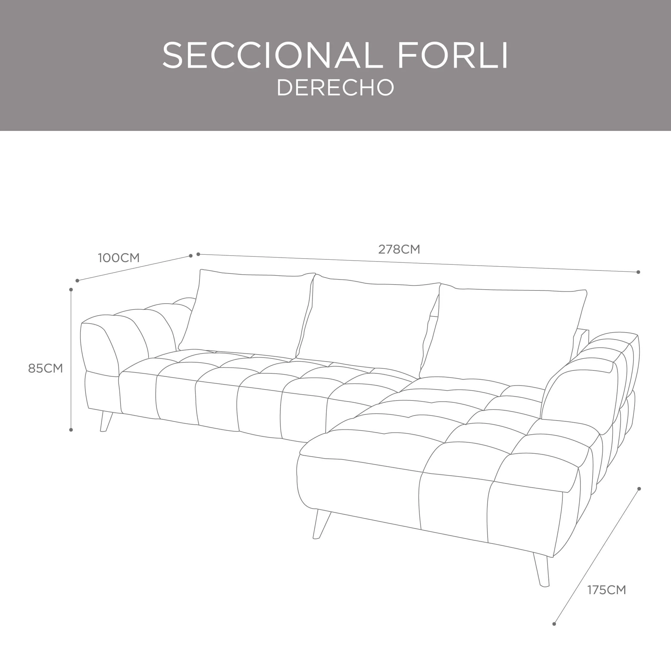 Seccional Forli Gris Oscuro Derecho - Image 5